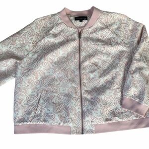 Victoria Beckham Size 3X Target pink paisley jacquard zip bomber jacket Sweater
